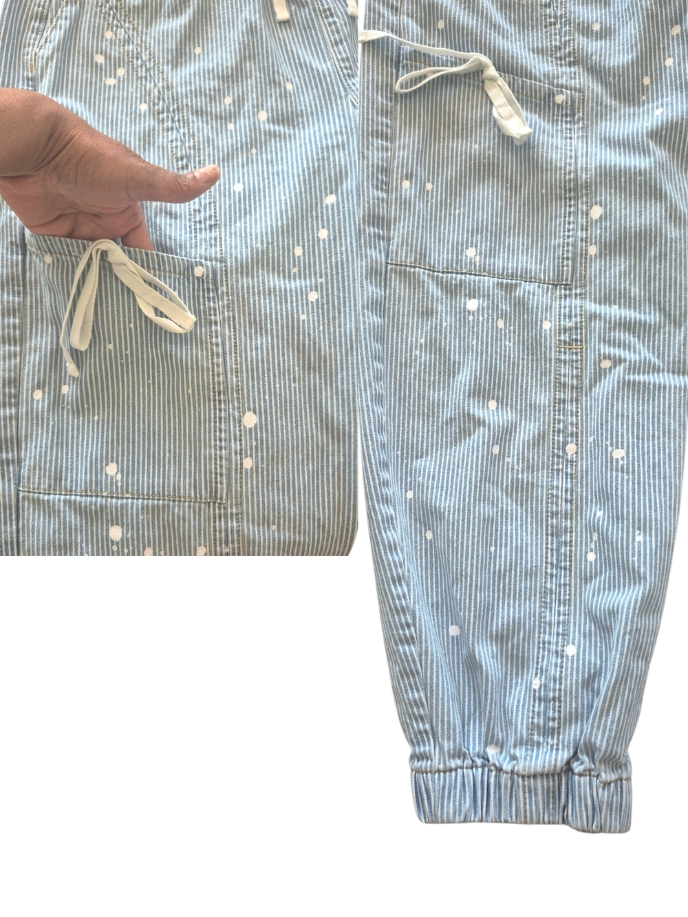 Fashion Nova Verina Non Stretch Stripe Denim Joggers Sz Jr 13 - Picture 5 of 7